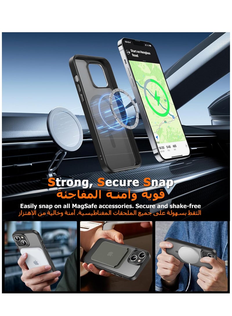 Concretization iPhone 14 MagSafe Case Magnetic Back Cover,【Full Shockproof Protection】Translucent Matte Back, Slim Phone Cover with Strong Magnet for Apple 14 (2022)(Black) - Image 3