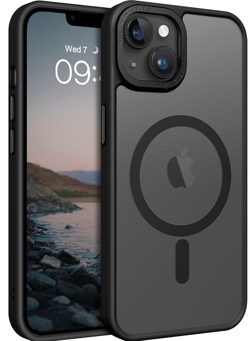 Concretization iPhone 14 MagSafe Case Magnetic Back Cover,【Full Shockproof Protection】Translucent Matte Back, Slim Phone Cover with Strong Magnet for Apple 14 (2022)(Black) - Image 1