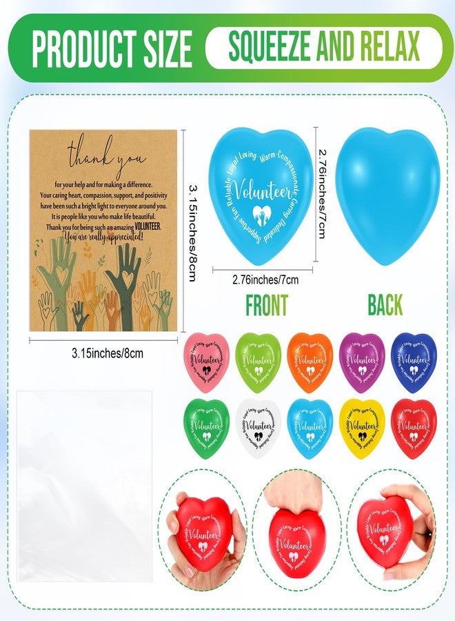 Arrowbash 20 Sets Volunteer Appreciation Gifts Bulk Small Thank You for Your Help Gifts Unique Heart Stress Balls with Thank You Card for Volunteer Month Week Coworker Staff Charity Ministry Employee - Image 2