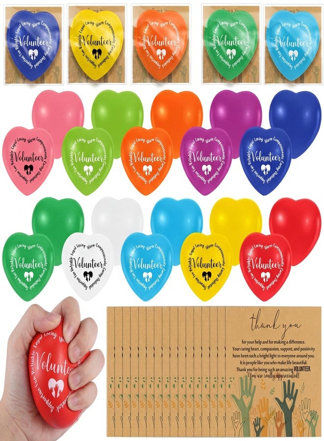 Arrowbash 20 Sets Volunteer Appreciation Gifts Bulk Small Thank You for Your Help Gifts Unique Heart Stress Balls with Thank You Card for Volunteer Month Week Coworker Staff Charity Ministry Employee - Image 1