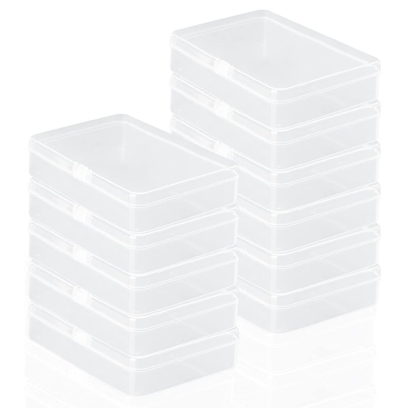 Rocutus Clear Plastic Beads Storage Containers Empty Mini Storage Container Box,12 Pack Plastic Storage Containers with Lids,Bead Storage Box with Hinged Lid for Beads(4.5 x 3.3 x 1.1 inch) - Image 1