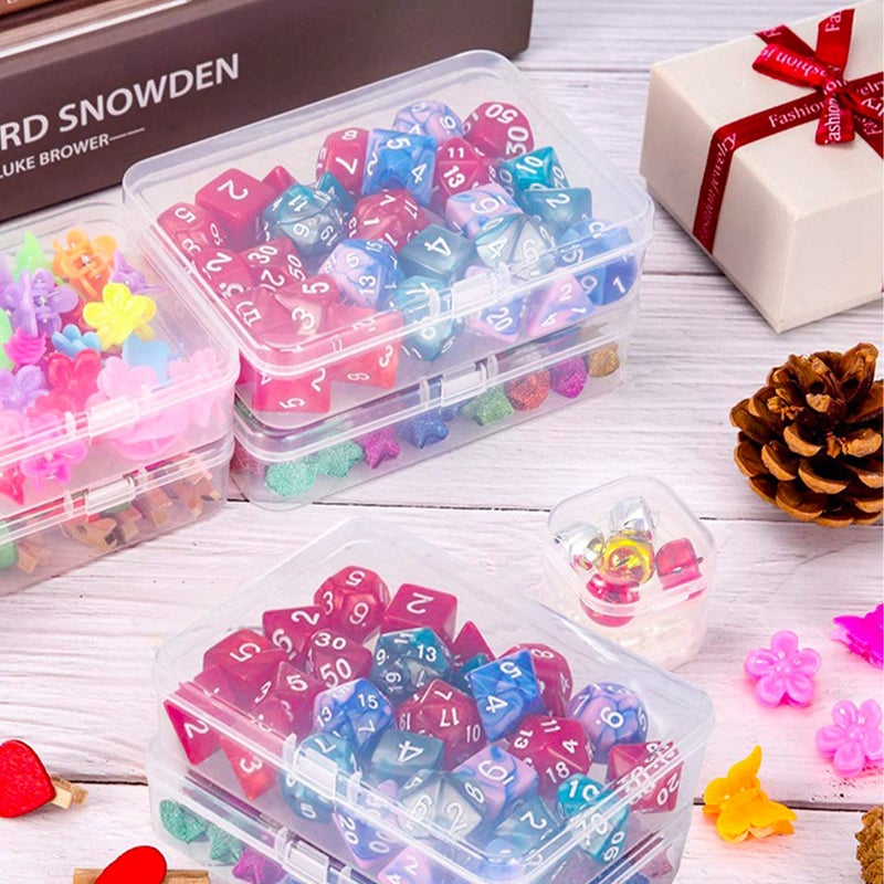 Rocutus Clear Plastic Beads Storage Containers Empty Mini Storage Container Box,12 Pack Plastic Storage Containers with Lids,Bead Storage Box with Hinged Lid for Beads(4.5 x 3.3 x 1.1 inch) - Image 2