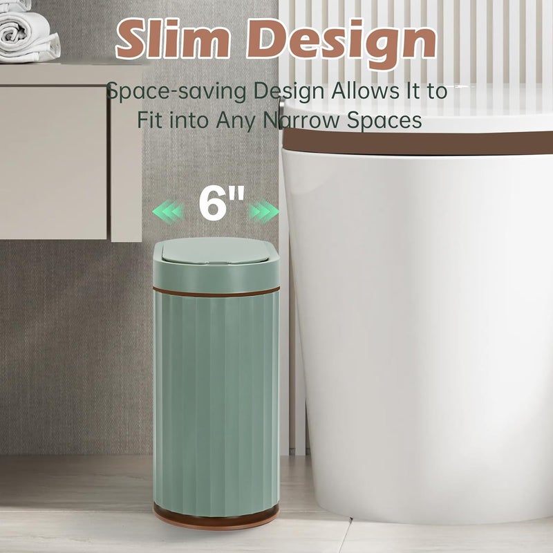 ELPHECO Bathroom Trash Can with Automatic Lid 2 Gallon Sensor Trash Bin, Smart Garbage Can IPX5 Waterproof Trash Bin, Small Slim Trash Can, Motion Sensor Wastebasket for Office, Kitchen, Sage Green - Image 5