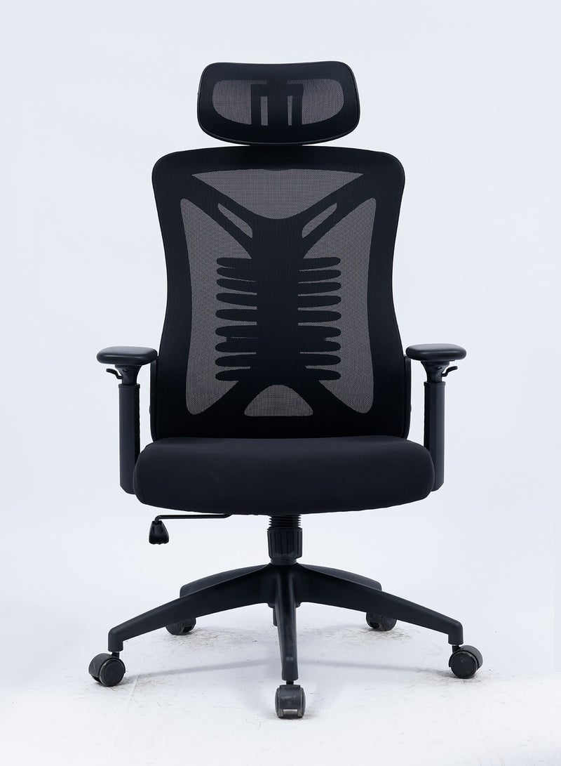YY-ريشير كرسي مكتب شبكي مريح بمسند ظهر عالٍ، كرسي دوار فاخر مع مسند رأس قابل للتعديل، ودعم للفقرات القطنية، وكرسي ألعاب قابل للإمالة للمنزل والمكتب وغرفة الدراسة - Image 2