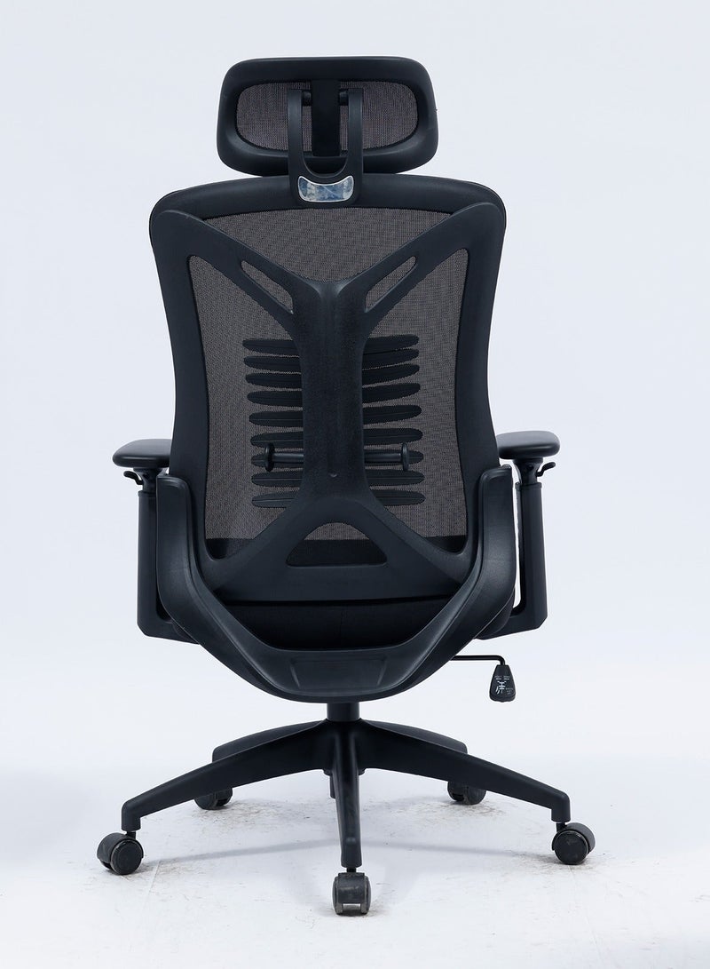 YY-ريشير كرسي مكتب شبكي مريح بمسند ظهر عالٍ، كرسي دوار فاخر مع مسند رأس قابل للتعديل، ودعم للفقرات القطنية، وكرسي ألعاب قابل للإمالة للمنزل والمكتب وغرفة الدراسة - Image 3