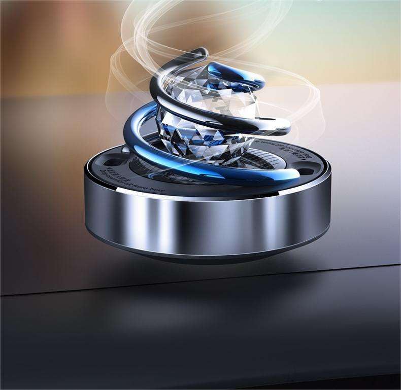 YOURKARTS.COM Car Perfume Diffuser Rotating Solar Double-Ring Design (Silver) – Stylish Car Air Freshener with Twin-Ring Aromatherapy for Interior Dashboard Decor car accessories 2025 - Image 1