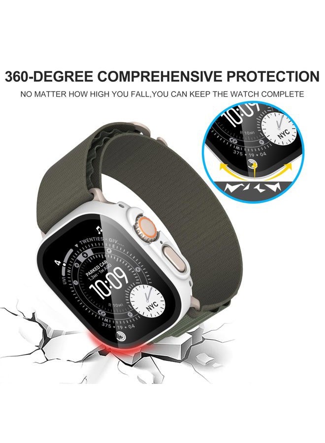 Diruite Suoman 2-Pack for Apple Watch Ultra/Ultra 2 49mm PC All-Around Screen Protector Case, Tempered Glass Ultra-Thin Protection Cover for iWatch - White - Image 5