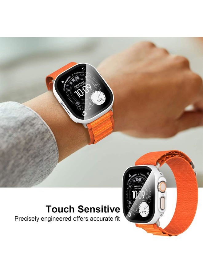 Diruite Suoman 2-Pack for Apple Watch Ultra/Ultra 2 49mm PC All-Around Screen Protector Case, Tempered Glass Ultra-Thin Protection Cover for iWatch - White - Image 3
