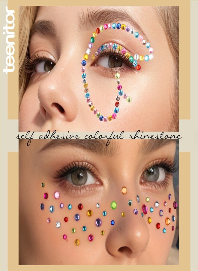 تينيتور مجموعة تينيتور من أحجار الراين اللاصقة لتزيين الوجه، 650 قطعة من أحجار الراين للمكياج، أحجار راين لاصقة للمكياج، أحجار للوجه والشعر والجسم والعينين - Image 3