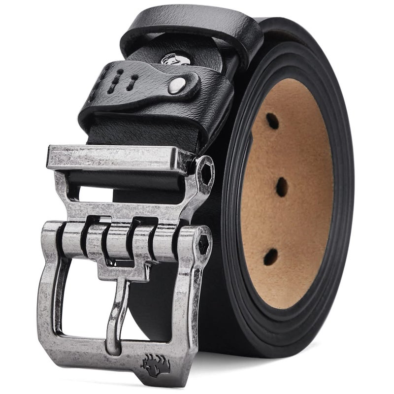 BISON DENIM Mens Belts Leather Dress Genuine Leather Classic Heavy Duty Buckle Belt Casual for Jeans