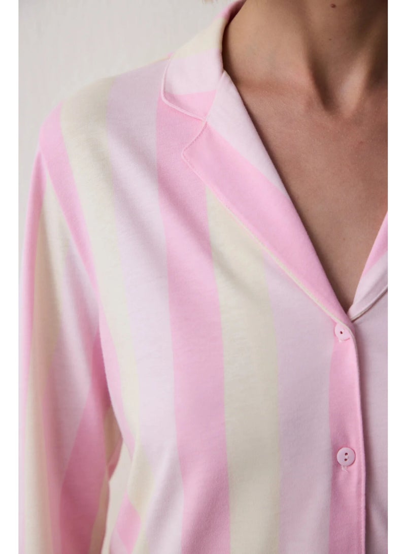 Penti Striped Shirt Collar Cotton Pajama Set - Image 4