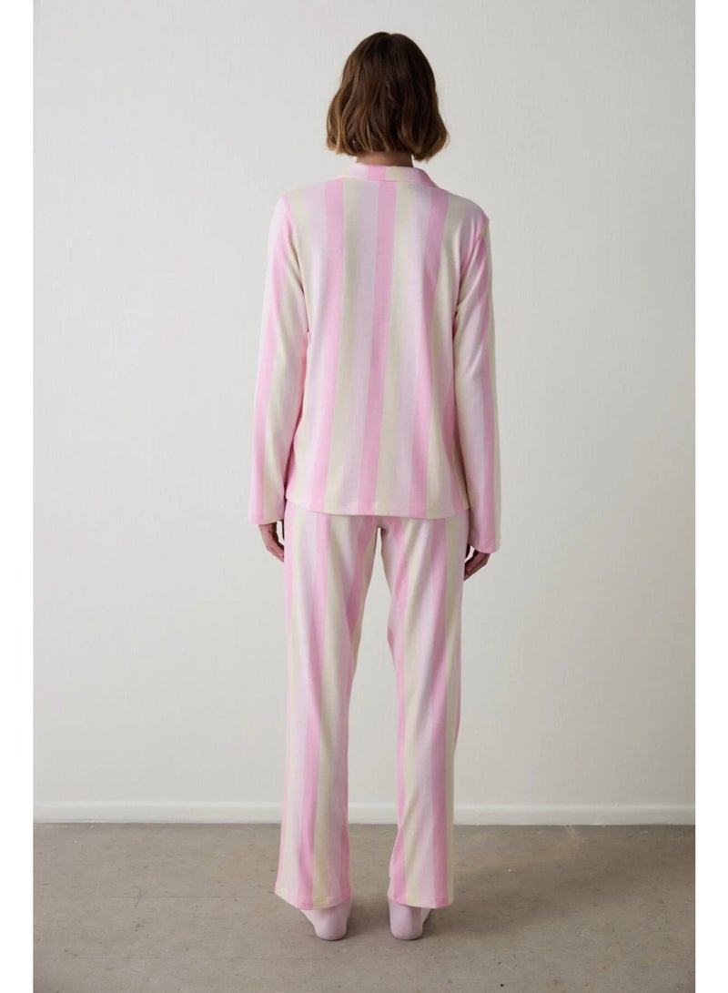 Penti Striped Shirt Collar Cotton Pajama Set - Image 2