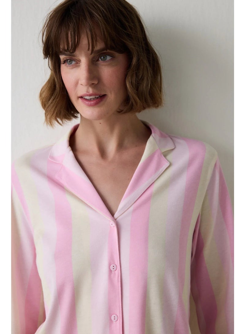 Penti Striped Shirt Collar Cotton Pajama Set - Image 3