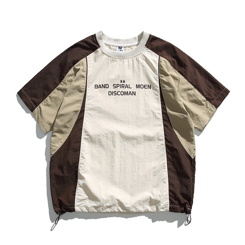 Summer Outdoor Quick-Drying Ice Silk Thin T-Shirt Loose Splicing Short-Sleeved T-Shirt For Men And Women Japanese Style Fashion Brand Printed Tee - Image 1