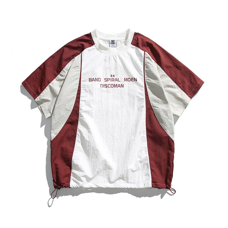 Summer Outdoor Quick-Drying Ice Silk Thin T-Shirt Loose Splicing Short-Sleeved T-Shirt For Men And Women Japanese Style Fashion Brand Printed Tee - Image 3