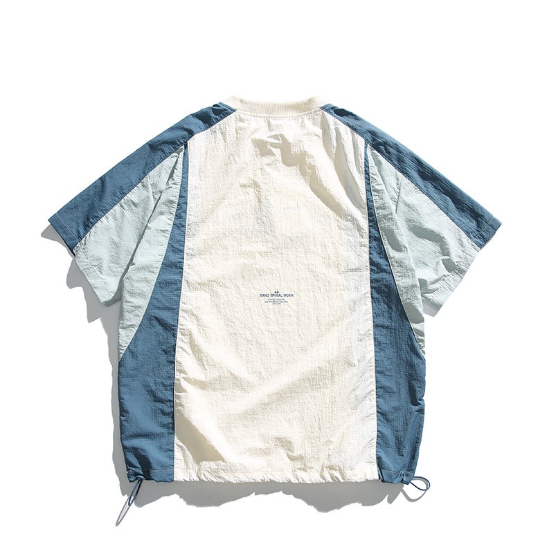 Summer Outdoor Quick-Drying Ice Silk Thin T-Shirt Loose Splicing Short-Sleeved T-Shirt For Men And Women Japanese Style Fashion Brand Printed Tee - Image 5