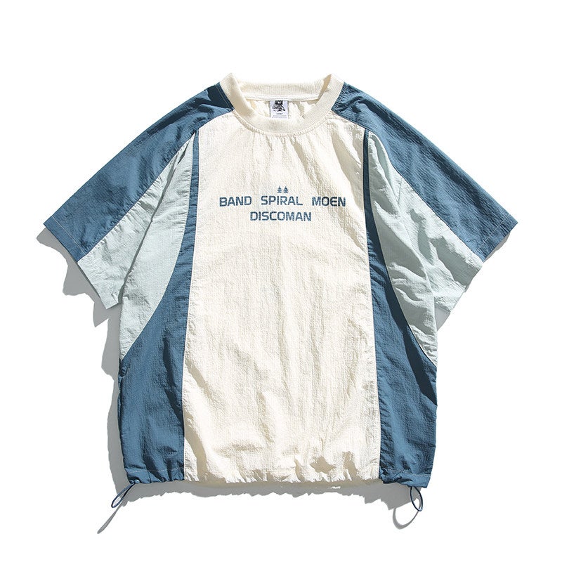 Summer Outdoor Quick-Drying Ice Silk Thin T-Shirt Loose Splicing Short-Sleeved T-Shirt For Men And Women Japanese Style Fashion Brand Printed Tee - Image 2