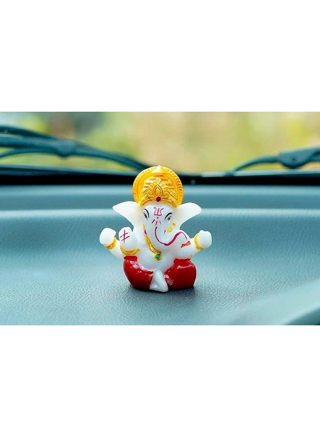 NRSON® Polyresin Meditating Lord Ganesha Idols for Home Decor, car Dashboard, Car Dashboard Ganesha 2.3 x 2.3 Inch 3 cm, Multicolour, Religious - Image 4