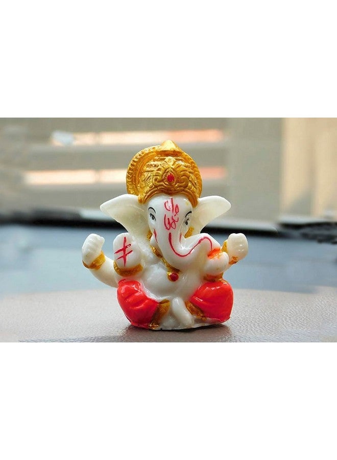 NRSON® Polyresin Meditating Lord Ganesha Idols for Home Decor, car Dashboard, Car Dashboard Ganesha 2.3 x 2.3 Inch 3 cm, Multicolour, Religious - Image 1