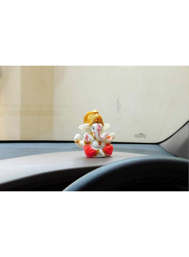 NRSON® Polyresin Meditating Lord Ganesha Idols for Home Decor, car Dashboard, Car Dashboard Ganesha 2.3 x 2.3 Inch 3 cm, Multicolour, Religious - Image 5