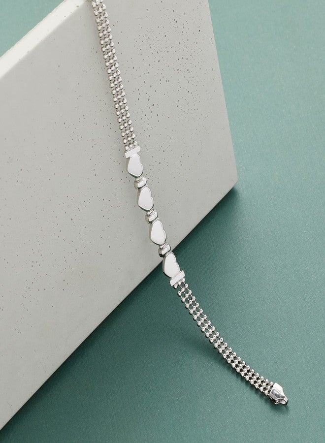 Ross-Simons Italian Sterling Silver Heart Beaded Bracelet. 7 inches - Image 5