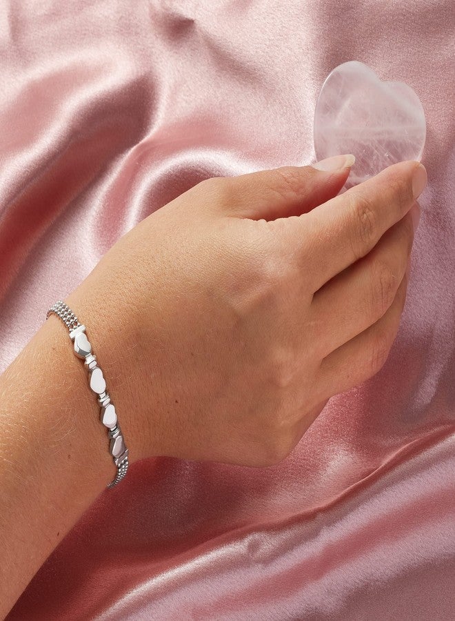 Ross-Simons Italian Sterling Silver Heart Beaded Bracelet. 7 inches - Image 3