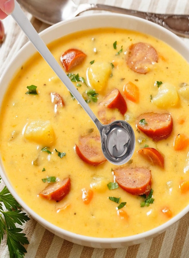 كالوري مغرفة شوربة طويلة المقبض من الفولاذ المقاوم للصدأ من كالوري، ملعقة ماء بطول 9.25 بوصة، مغرفة تقليب طعام للمطبخ المنزلي والمطاعم، فضية اللون - Image 2