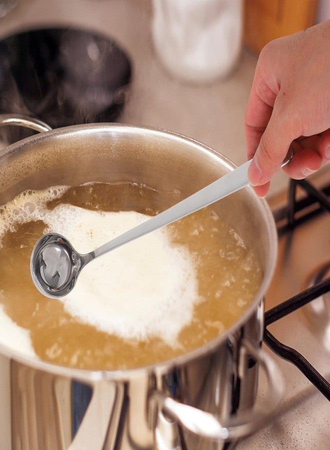 كالوري مغرفة شوربة طويلة المقبض من الفولاذ المقاوم للصدأ من كالوري، ملعقة ماء بطول 9.25 بوصة، مغرفة تقليب طعام للمطبخ المنزلي والمطاعم، فضية اللون - Image 4