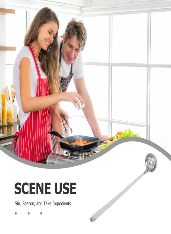 كالوري مغرفة شوربة طويلة المقبض من الفولاذ المقاوم للصدأ من كالوري، ملعقة ماء بطول 9.25 بوصة، مغرفة تقليب طعام للمطبخ المنزلي والمطاعم، فضية اللون - Image 5