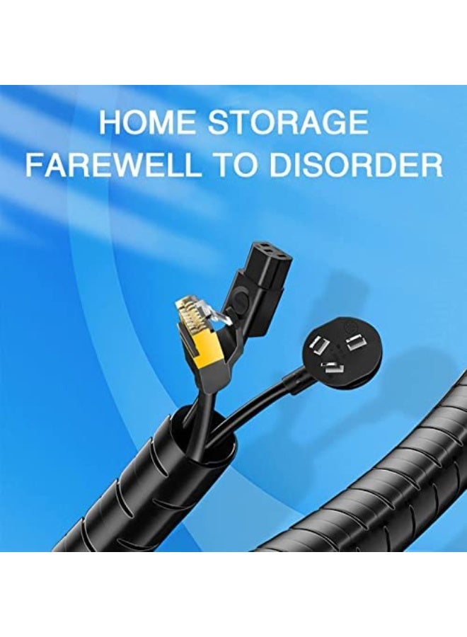 1.5M 28mm Flexible Spiral Cable Wire Protector Cable Organizer Computer Cord Protective Tube Clip Organizer Management Tools (Black) - Image 3