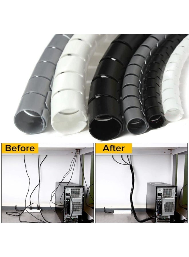 1.5M 28mm Flexible Spiral Cable Wire Protector Cable Organizer Computer Cord Protective Tube Clip Organizer Management Tools (Black) - Image 2