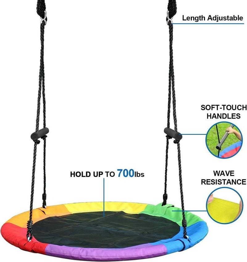 FEELING MALL Tree Swing Saucer Swing 24 inch Round Swing for Kids Outdoor 450 Lbs Capacity Heavy Duty Disc Circle Swings for Outside Weather Proof Fabric and Durable Frame for Patio Swingsets MultiColor - Image 5
