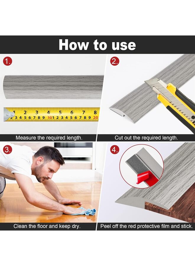 10Ft Carpet Floor Transition Strip, Self Adhesive Floor Edging Trim Strip, PVC Threshold Cover for Doorway, Floor Divider Strip Suitable for Threshold Height Less Than 5 mm (Color : Gr - Image 5