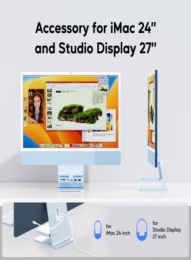 PULWTOP iMac Accessories for iMac 2021/2023, PULWTOP USB C Hub for iMac with USB A/C 10Gbps, iMac Hub for M1/M3, 2 USB A 2.0, SD/TF Card Reader for iMac 24 inch & Studio Display 2 (Blue-1) - Image 4