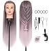 DANSEE Mannequin Head 28" Long Synthetic Fiber Hair Styling Training Head Manikin Cosmetology Doll Head Hair with DIY Braiding Set+ Free Table Clamp (Light pink) - Image 2