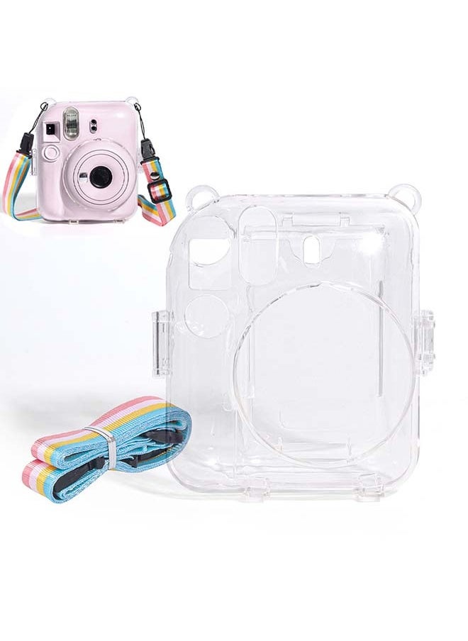 ماركة غير محددة حافظة صلبة واقية شفافة لكاميرا Fujifilm Instax Mini 12 الفورية مع حزام قابل للتعديل شفاف  - Image 1
