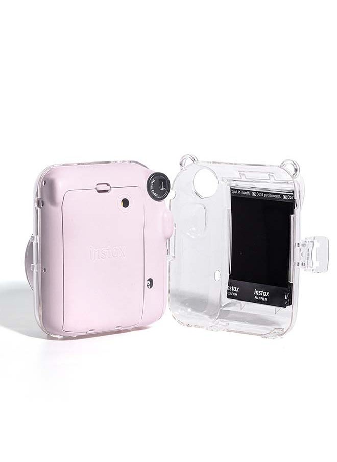 ماركة غير محددة - حافظة صلبة واقية شفافة لكاميرا Fujifilm Instax Mini 12 الفورية مع حزام قابل للتعديل شفاف - Image 1