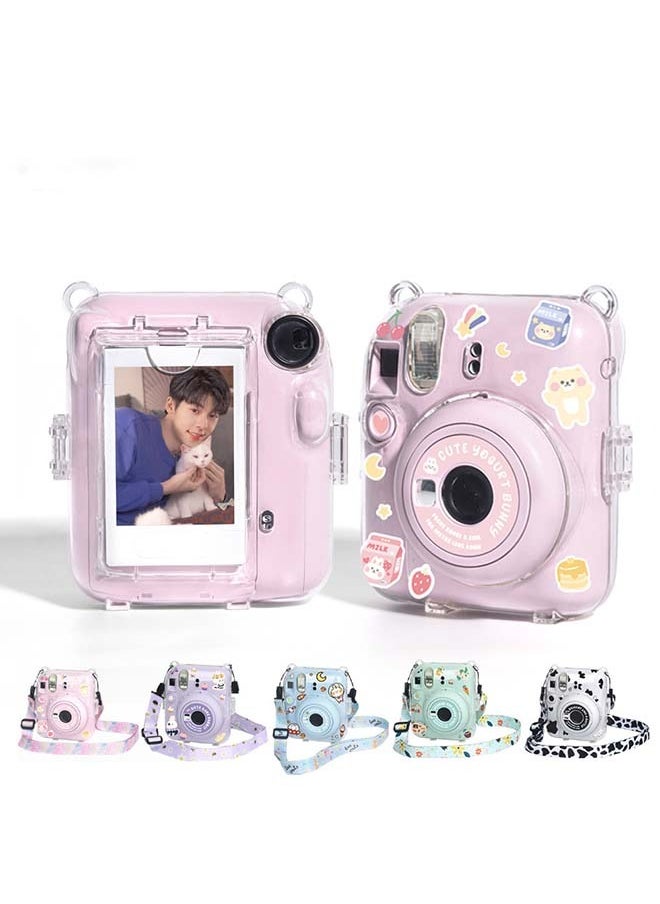 ماركة غير محددة حافظة صلبة واقية شفافة لكاميرا Fujifilm Instax Mini 12 الفورية مع حزام قابل للتعديل شفاف  - Image 3