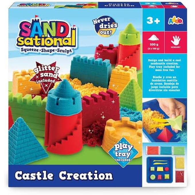 Sandsational Castle Creation 500g, Squeeze, Shape and Sculpt sand, Moulding Building Toy