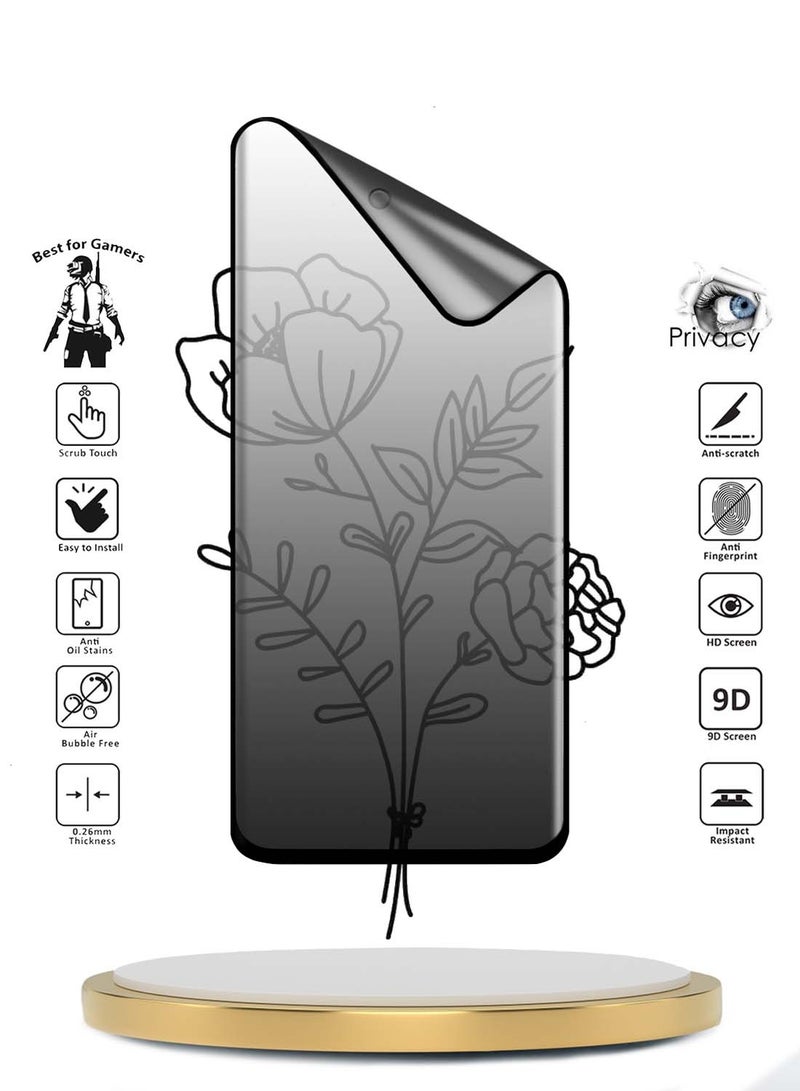 Wtech Honor Magic6 Lite 5G 2023 Premium Edge-Pro Nano Ceramic Privacy Full Glue Full Cover Matte Flexible Screen Protector - Clear/Black - Image 2