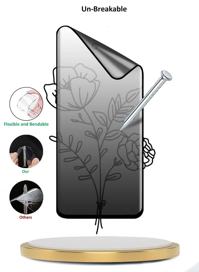 Wtech Honor Magic6 Lite 5G 2023 Premium Edge-Pro Nano Ceramic Privacy Full Glue Full Cover Matte Flexible Screen Protector - Clear/Black - Image 4