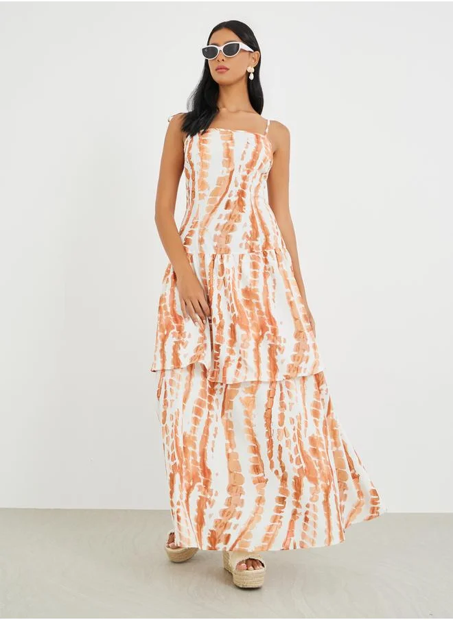 Take Two Take Two Floral Print Sleeveless A-Line Tiered Maxi Dress