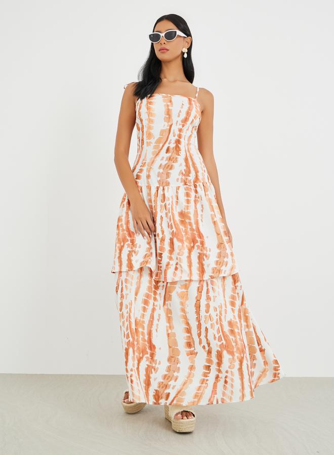 تايك تو فستان ماكسي بطبعات زهور بدون أكمام بتصميم - وطبقات - Image 1
