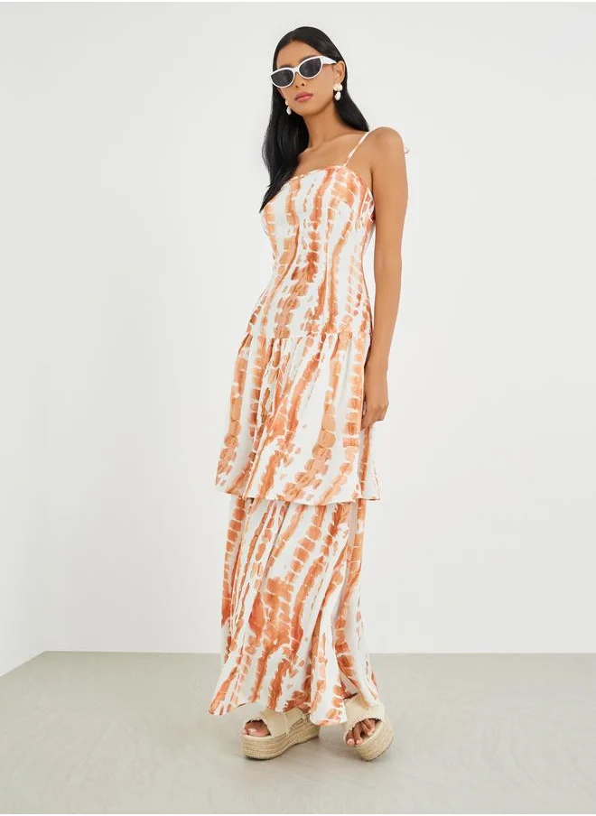 Take Two Take Two Floral Print Sleeveless A-Line Tiered Maxi Dress