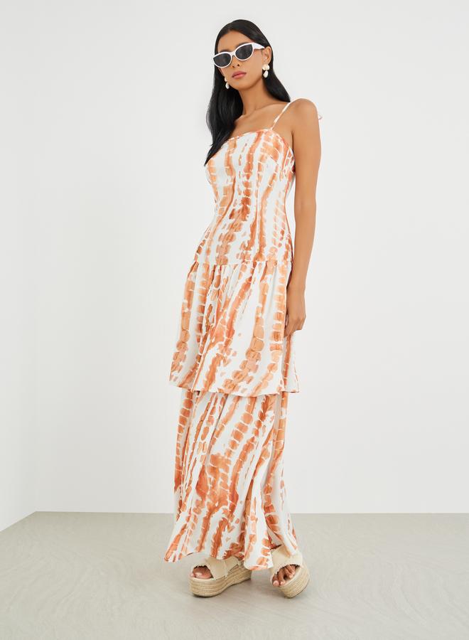 تايك تو فستان ماكسي بطبعات زهور بدون أكمام بتصميم - وطبقات - Image 2