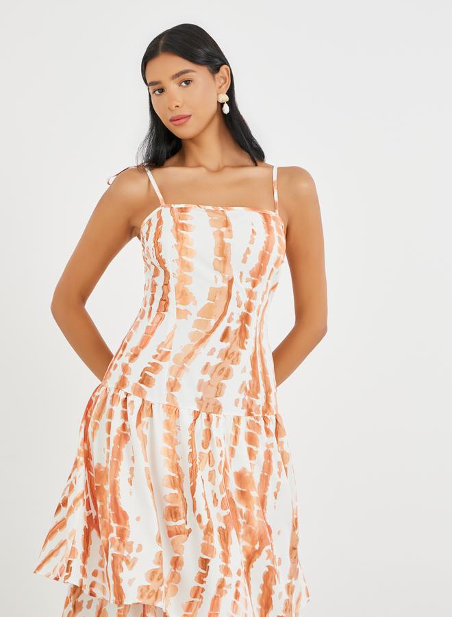 تايك تو فستان ماكسي بطبعات زهور بدون أكمام بتصميم - وطبقات - Image 3