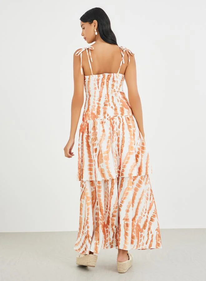 Take Two Take Two Floral Print Sleeveless A-Line Tiered Maxi Dress