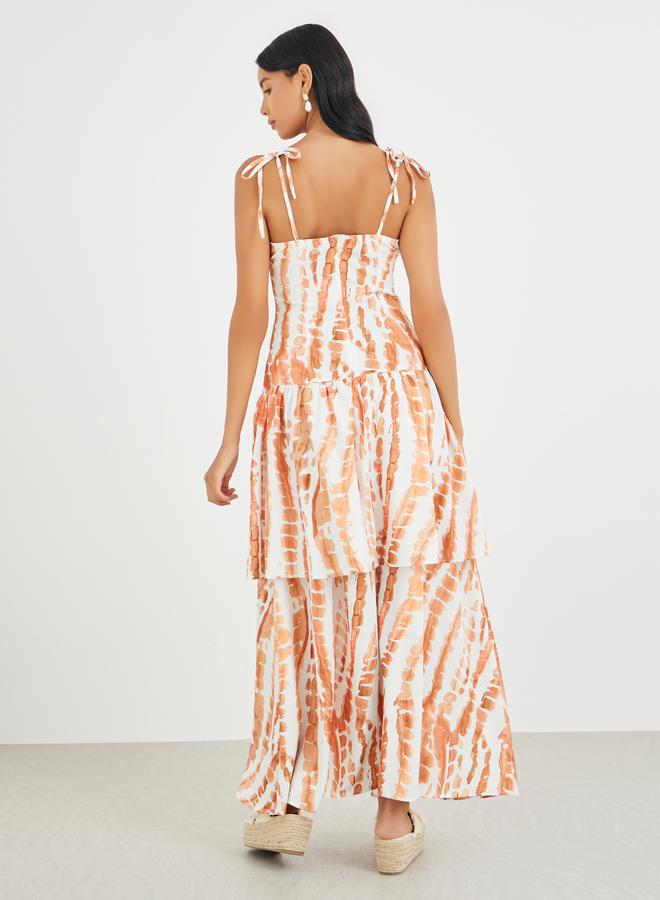 تايك تو فستان ماكسي بطبعات زهور بدون أكمام بتصميم - وطبقات - Image 5