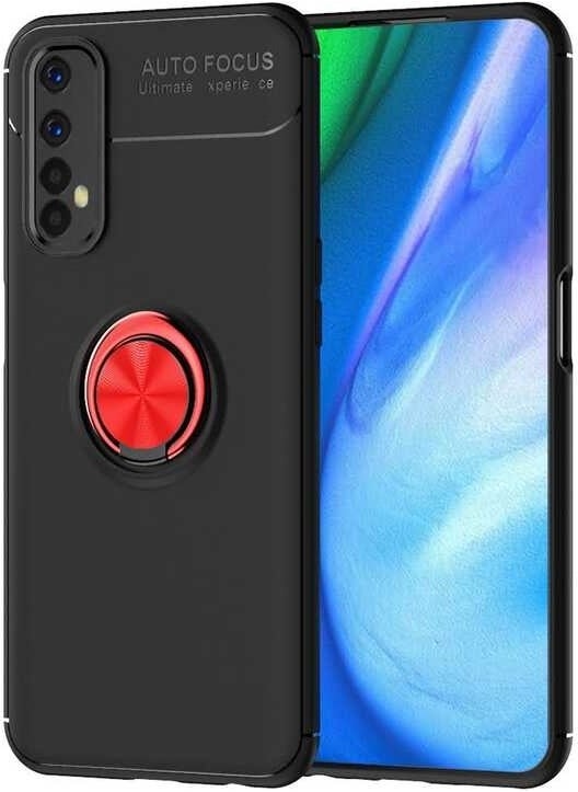 Nevarium - Realme 7 Case Ring Silicone Range - Black-Red - Image 1