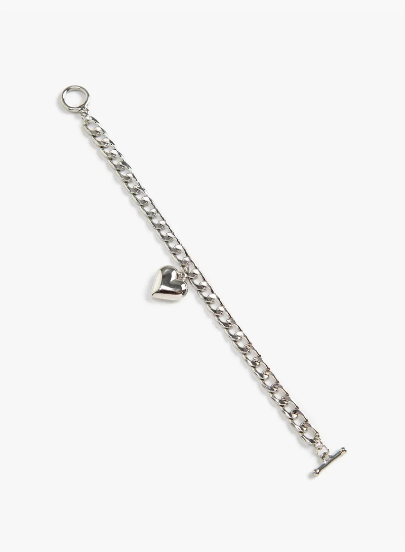 KOTON Heart Charm Chain Bracelet